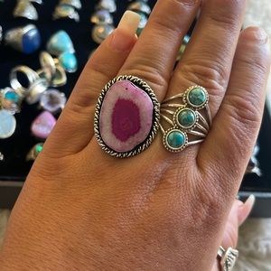Pink dyed Agate Ring